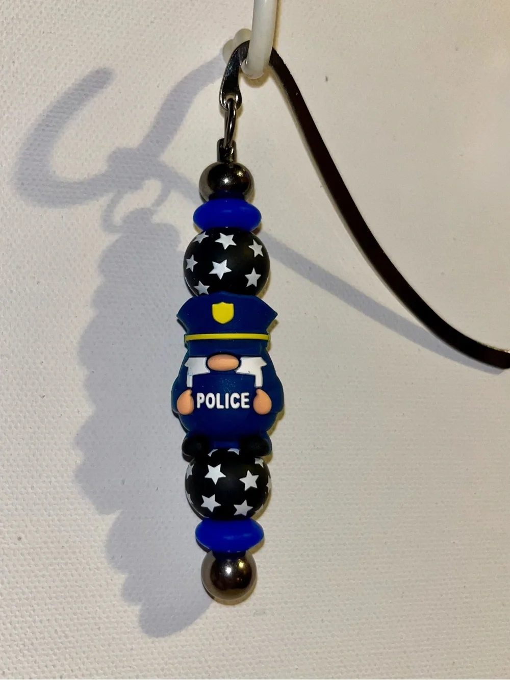 Blue & Black Patriotic Police-Themed “Back the Blue” Silicone Beaded Bookmark